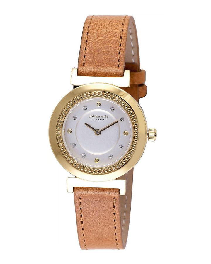 Djursland Quartz Swarovski Crystal Tan Leather