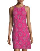 Allover Lace Sleeveless Dress, Pink