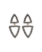 Luxe Double-triangle Crystal Drop Earrings, Gray