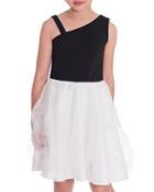 Mirella One-shoulder Knit Crepe Dress W/ Tiered Skirt,