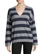 Cashmere Striped V-neck