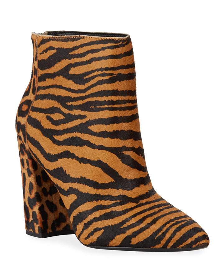 Micro Tiger-print Ankle Booties