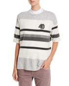 Crewneck Striped 2-ply Cashmere Top