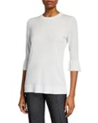 Crewneck Flounce-sleeve