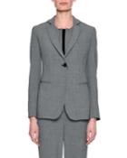Herringbone One-button Suiting Jacket, Gray