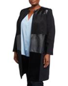 Plus Size Faux-leather Topper Jacket