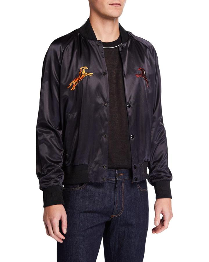 Horse-embroidered Bomber Jacket
