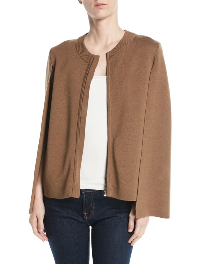 Donna Zip Cardigan Sweater W/ Cape