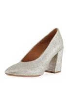 Chunky-heel Glitter Pumps