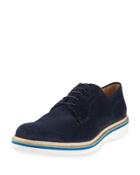 Lazio Perforated Suede Derby, Blue