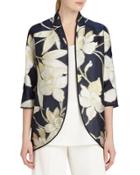 Shayla Floral-print Open-front Jacket,
