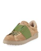 Men's Striped Suede & Leather Low-top