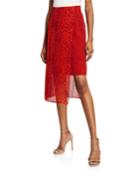 Asymmetric-hem Silk Skirt, Animal Print