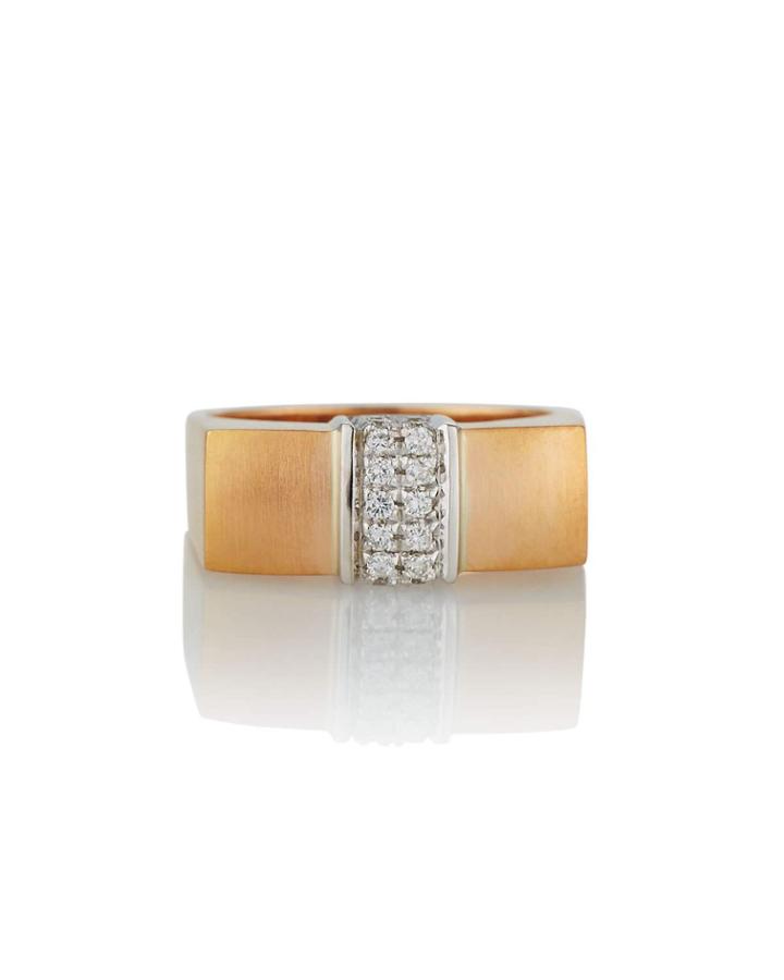 Estate Matte 18k Rose Gold Diamond Ring,