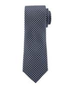 Small Check Silk Dress Tie, Navy
