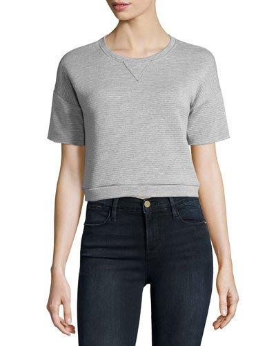 Short-sleeve Cropped Sweatshirt, Gray