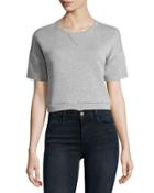 Short-sleeve Cropped Sweatshirt, Gray