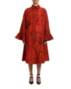 Plisse-cuffed Faille Coat