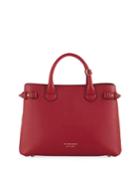 Banner Medium House Check & Derby Leather Tote Bag, Russet Red