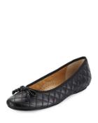 Sidney Quilted Leather Ballerina Flat, Black
