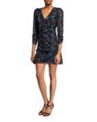 Kathleen Ruched 3/4-sleeve Flounce Dress