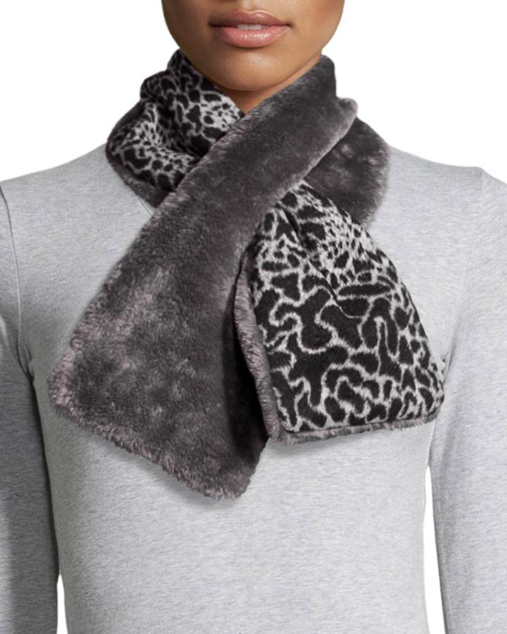 Buji Baja Reversible Leopard-print Scarf, Gray, Women's, Grey