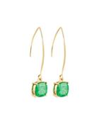 Crackled Crystal Threader Earrings, Green