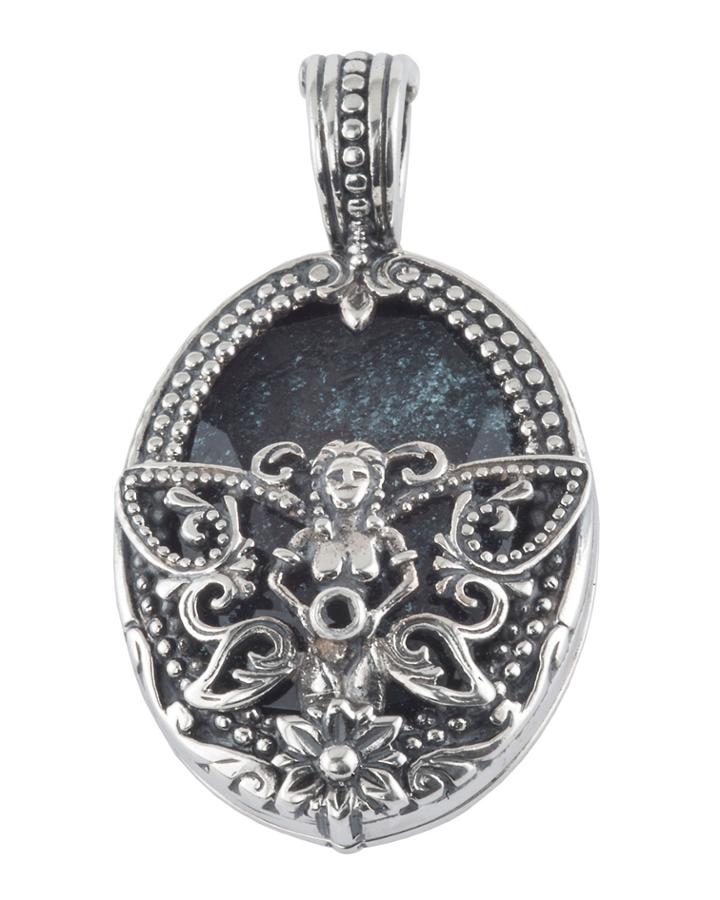 Carved Figurine Oval Pendant