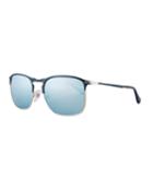 Po7359s Mirrored Rectangular Sunglasses, Blue