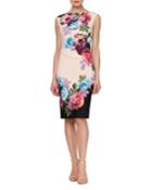 Floral-print Sleeveless Knee-length