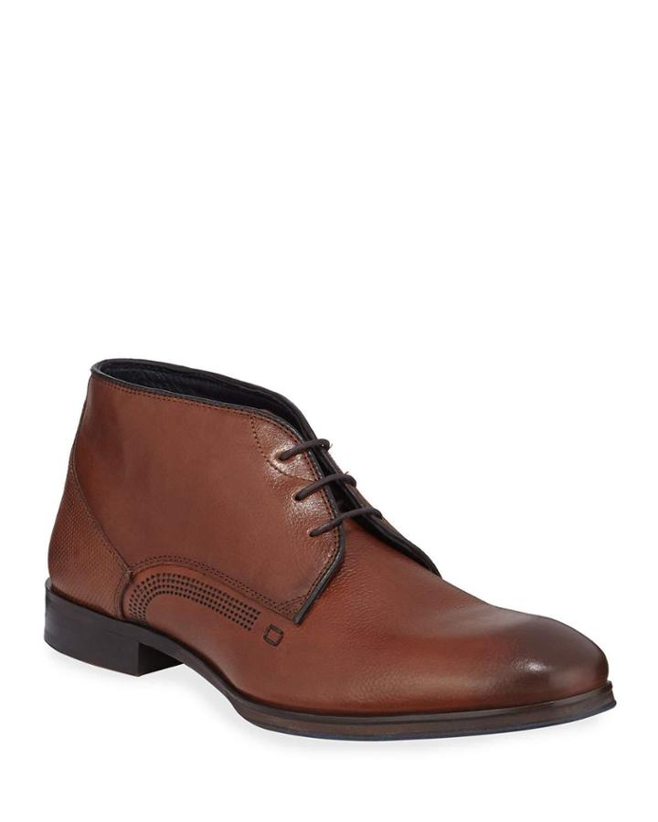 Men's Stamp Leather Ankle Boots