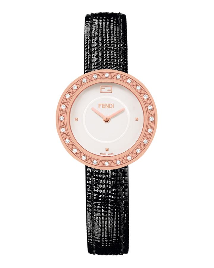My Way 28mm Rose Gold Ip Diamond Watch With Black