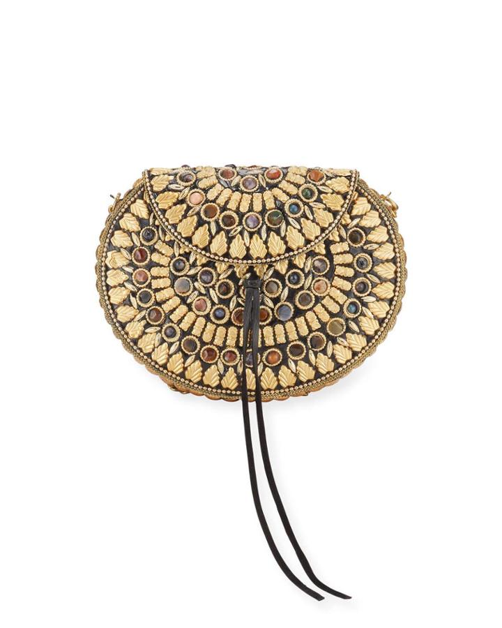 Cleo Golden Leaves Beaded Round