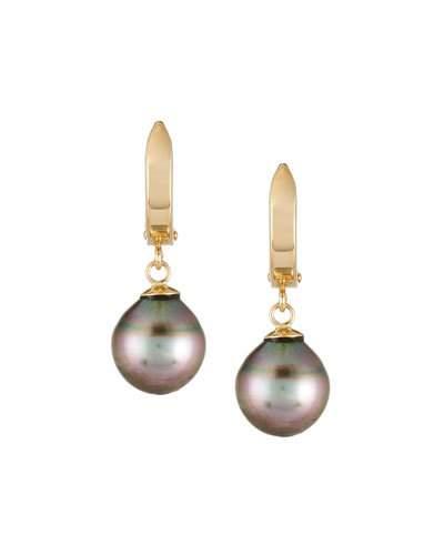 14k Tahitian Pearl Hoop Earrings