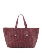 Distressed Woven Leather Tote Bag