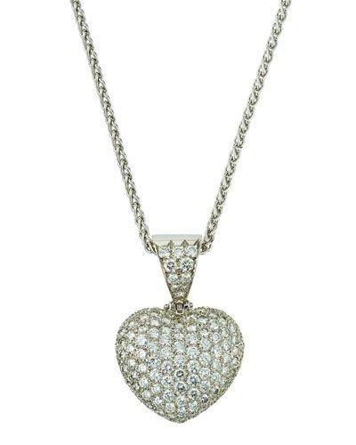 18k White Gold Diamond Heart Pendant Necklace,