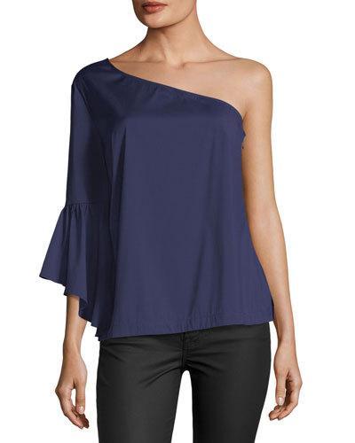 One-shoulder Bell-sleeve Blouse