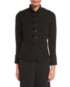Stand-collar Military Sweater Jacket, Black