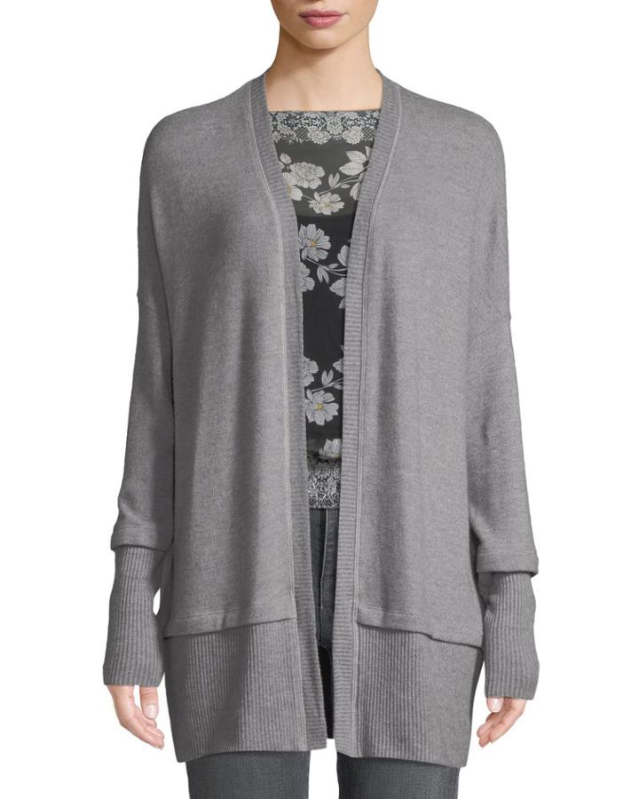 Brushed-jersey Open-front Cardigan