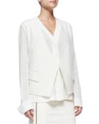 Collarless Wool Jacket