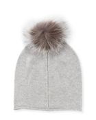 Cashmere Fox Fur Pompom Hat