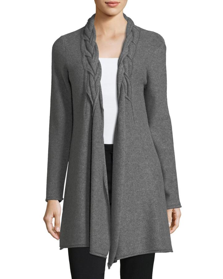 Reverse-braid Cashmere Cardigan