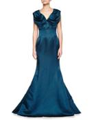 V-neck Sleeveless Silk Charmeuse Gown