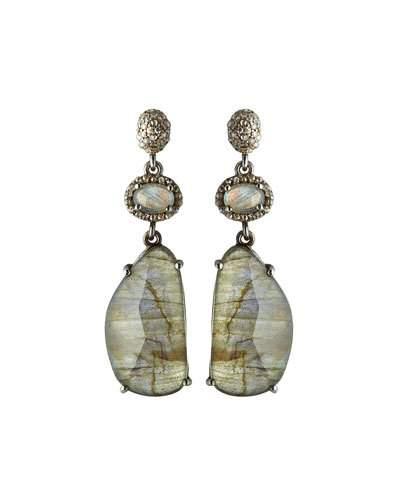 Labradorite & Diamond Statement Dangle Earrings