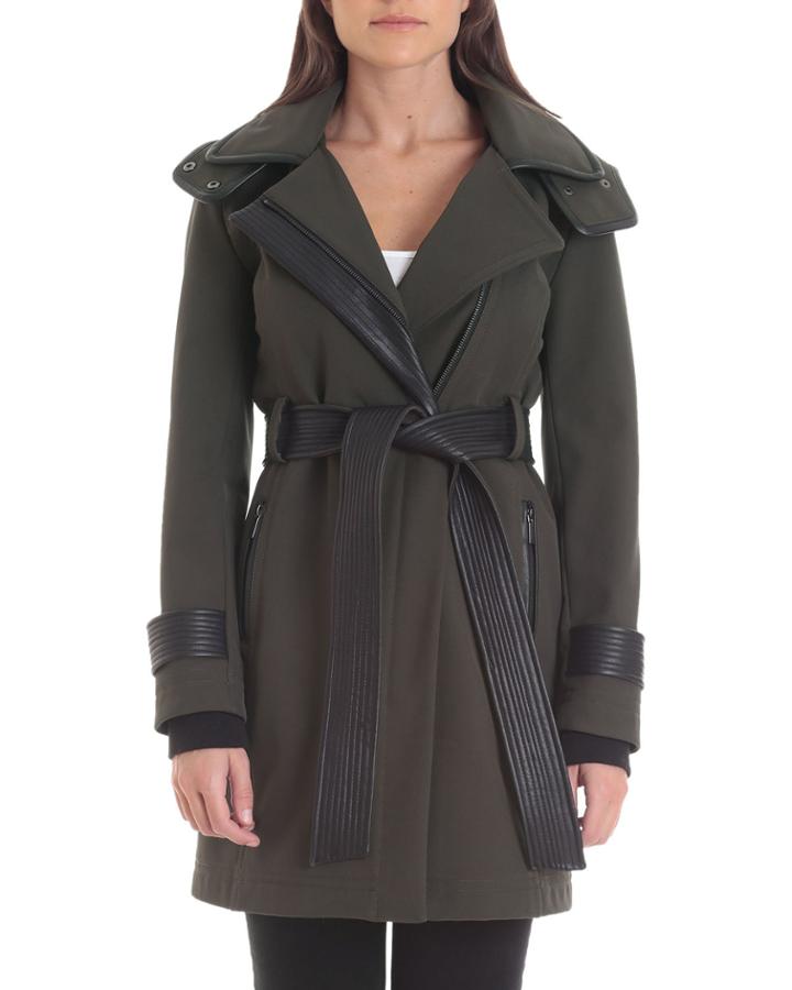 Thermotech Trench Coat With Faux-leather Trim