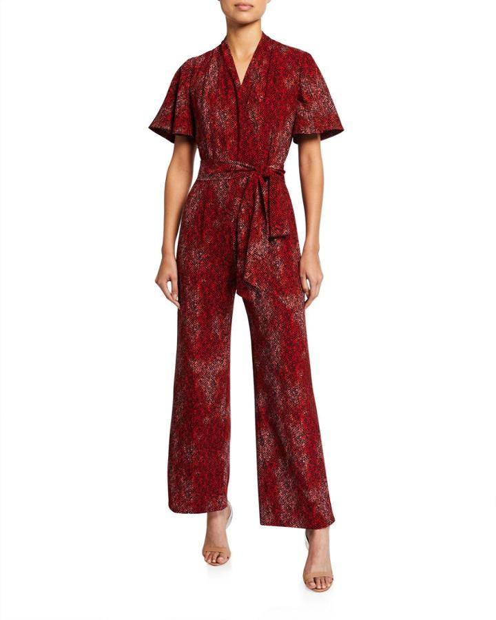 Faux-wrap Printed Jumpsuit