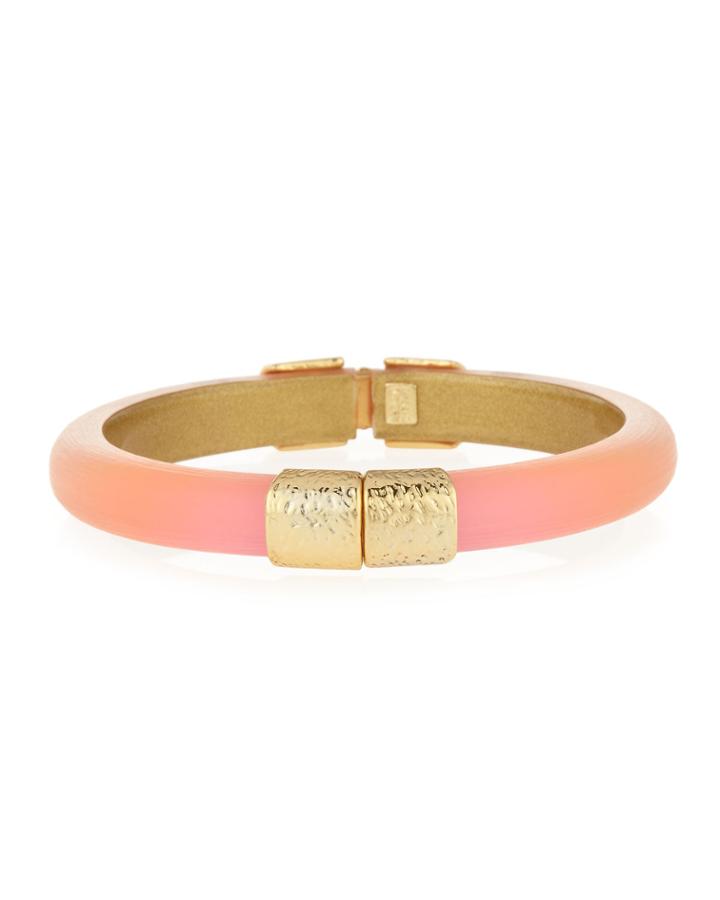 Alexis Bittar Slim Hinged Lucite Bangle Bracelet, Fluor