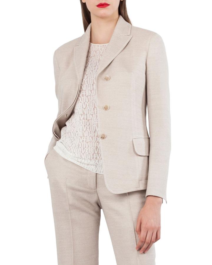 Wool Cotton Pique 3-button Blazer Jacket