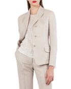 Wool Cotton Pique 3-button Blazer Jacket