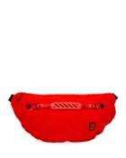 Men's Medium Lamb-shearling Belt Bag/fanny Pack, Red